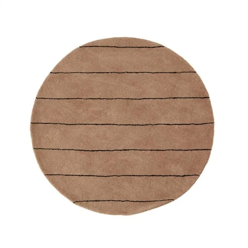 OYOY Living Design Tapis Enfant Tapis à Rayures Marron En Laine Et En Coton Ø120cm