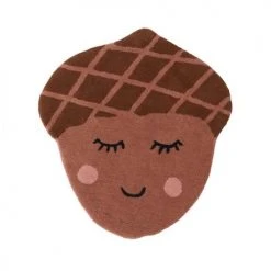 OYOY Living Design Tapis Enfant Tapis Acorn Marron En Laine Et En Coton H90x80cm