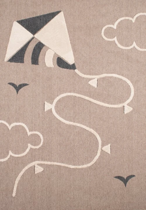 Nazar Tapis Enfant Tapis Beige Et Crème Motif Cerf-volant Doux - 120x170