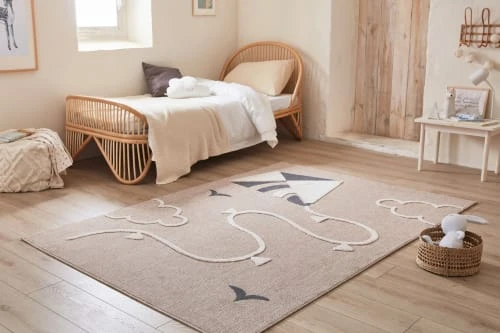 Nazar Tapis Enfant Tapis Beige Et Crème Motif Cerf-volant Doux - 120x170 – Image 2