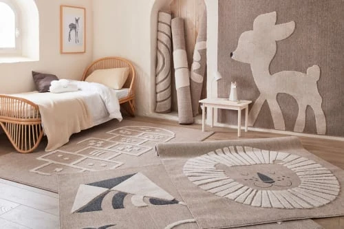 Nazar Tapis Enfant Tapis Beige Et Crème Motif Cerf-volant Doux - 120x170 – Image 3