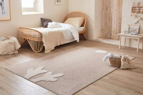 Nazar Tapis Enfant Tapis Beige Et Crème Motif En Relief Renne Doux - 80x150 – Image 2