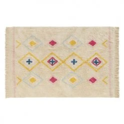Maisons Du Monde Tapis Enfant Tapis Berbère En Coton Blanc à Motifs Multicolores 120x180