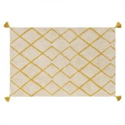 Maisons Du Monde Tapis Enfant Tapis Berbère En Coton écru Motifs Graphiques Jaune Moutarde 120x180