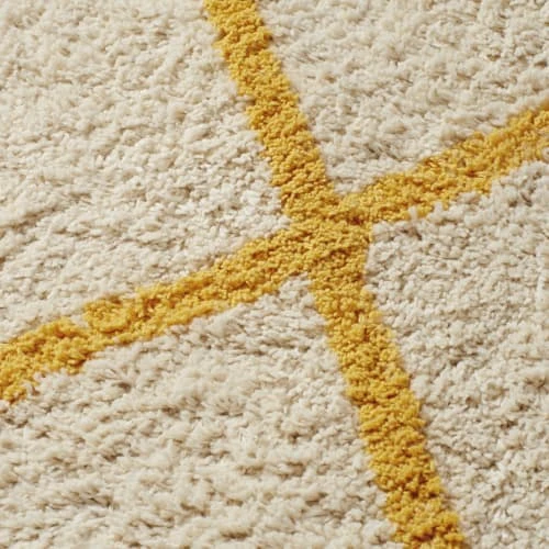 Maisons Du Monde Tapis Enfant Tapis Berbère En Coton écru Motifs Graphiques Jaune Moutarde 120x180 – Image 2