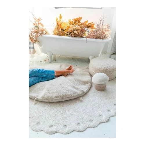 Lorena Canals Tapis Enfant Tapis Coton Lavable Ovale Pomme De Pin Ivoire 130x180cm – Image 6