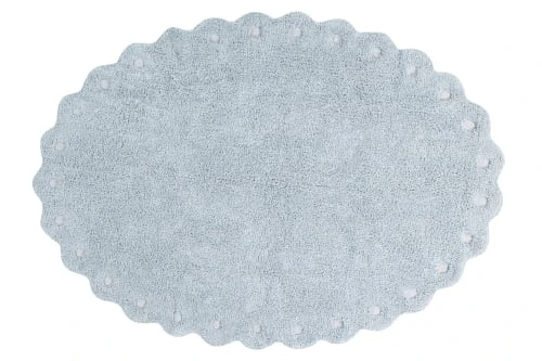 Lorena Canals Tapis Enfant Tapis Coton Lavable Pomme De Pin Bleu Perle 130x180cm