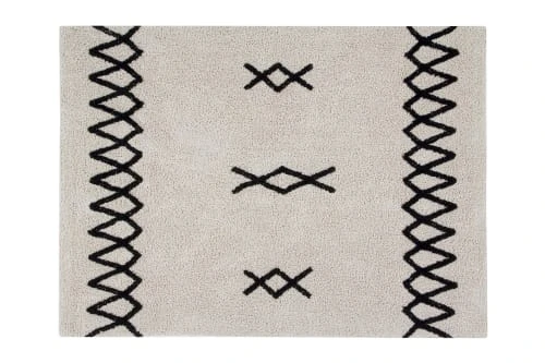 Lorena Canals Tapis Enfant Tapis Coton Lavable Vintage Noir 120x160cm