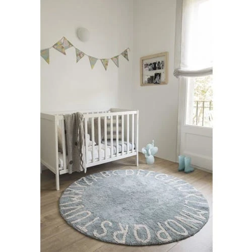 Lorena Canals Tapis Enfant Tapis Coton Motif Alphabet Bleu D150cm – Image 2