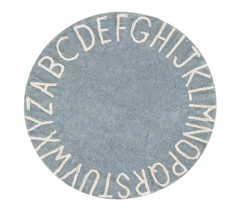 Lorena Canals Tapis Enfant Tapis Coton Motif Alphabet Bleu D150cm