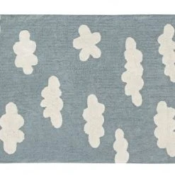 Lorena Canals Tapis Enfant Tapis Coton Motif Nuage Bleu 120x160