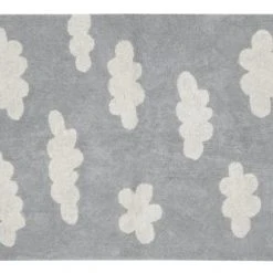 Lorena Canals Tapis Enfant Tapis Coton Motif Nuage Gris 120x160