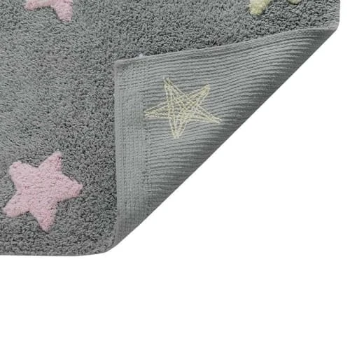 Lorena Canals Tapis Enfant Tapis Coton Motif Petites étoiles 3 Couleurs - Gris Rose - 120 X 160 – Image 4