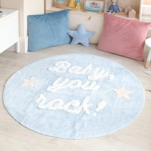 Lorena Canals Tapis Enfant Tapis Coton Rond Lavable Baby, You Rock! D120cm – Image 2