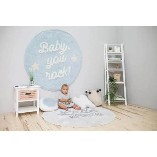 Lorena Canals Tapis Enfant Tapis Coton Rond Lavable Baby, You Rock! D120cm – Image 4