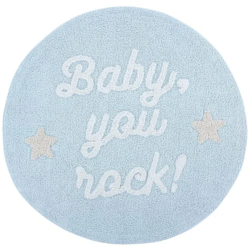 Lorena Canals Tapis Enfant Tapis Coton Rond Lavable Baby, You Rock! D120cm