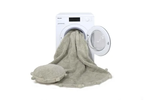 Lorena Canals Tapis Enfant Tapis Coton Rond Lavable Brun à Pompons D120cm – Image 6