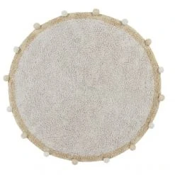 Lorena Canals Tapis Enfant Tapis Coton Rond Lavable Miel à Pompons D120cm