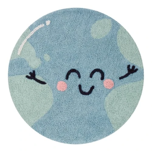 Lorena Canals Tapis Enfant Tapis Coton Rond Lavable Planète D100cm