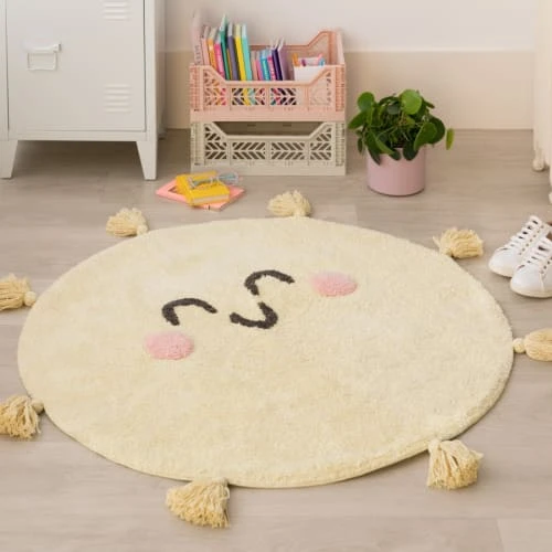 Lorena Canals Tapis Enfant Tapis Coton Rond Lavable Soleil D100cm – Image 2