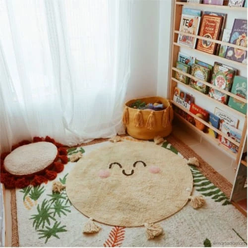 Lorena Canals Tapis Enfant Tapis Coton Rond Lavable Soleil D100cm – Image 3