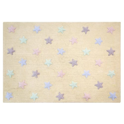 Lorena Canals Tapis Enfant Tapis Coton Vanille Motif Petites étoiles 120x160