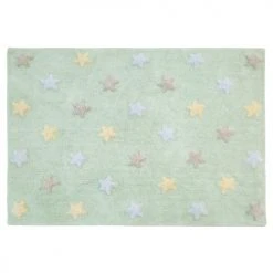 Lorena Canals Tapis Enfant Tapis Coton Vert Motif Petites étoiles 120x160