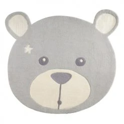 Sauthon Tapis Enfant Tapis De Chambre Enfant Ours 95x87 Cm En Acrylique Gris