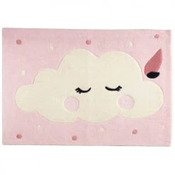 Sauthon Tapis Enfant Tapis De Chambre Nuage Taille 130x90cm En Acrylique Rose