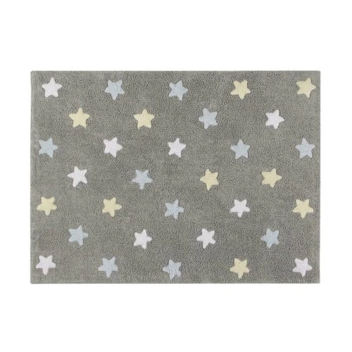 Lorena Canals Tapis Enfant Tapis En Coton Lavable Gris Et Bleu 120x160