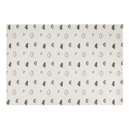 Maisons Du Monde Tapis Enfant Tapis En Coton Recyclé Imprimé Nuage Gris 120x180