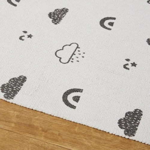 Maisons Du Monde Tapis Enfant Tapis En Coton Recyclé Imprimé Nuage Gris 120x180 – Image 2