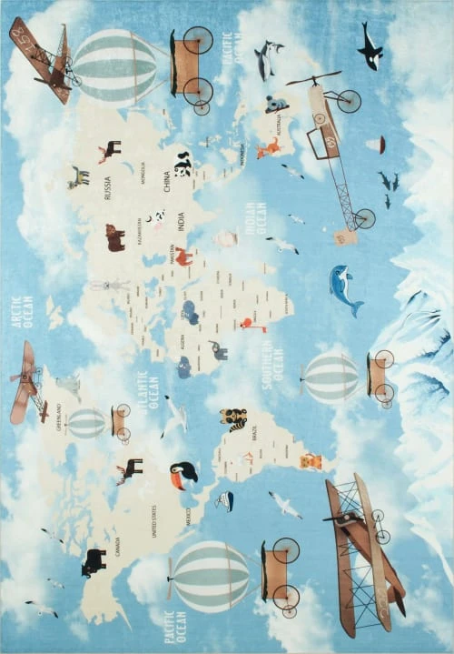 Nazar Tapis Enfant Carte Du Monde 160x230