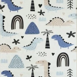 Nazar Tapis Enfant Dinosaure Bleu 120x160