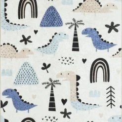 Nazar Tapis Enfant Dinosaure Bleu 80x150
