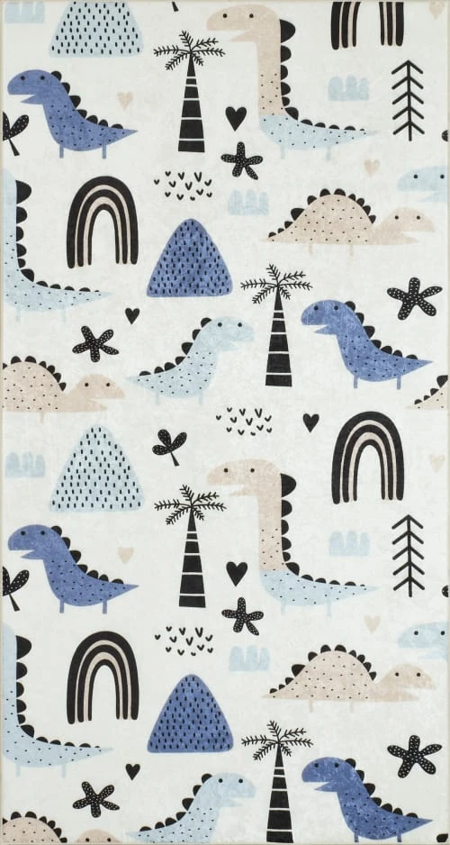 Nazar Tapis Enfant Dinosaure Bleu 80x150