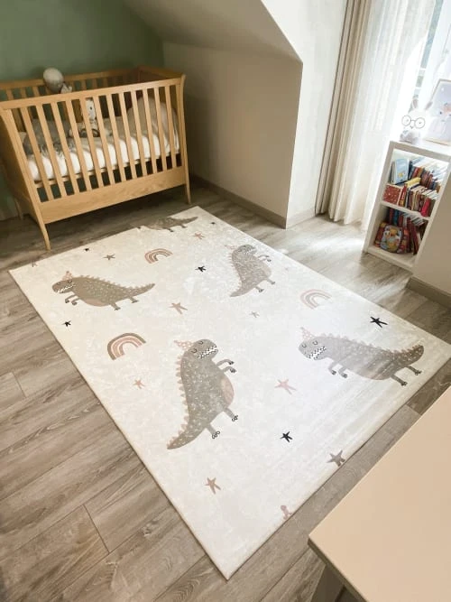 Nazar Tapis Enfant Dinosaure Vert 80x150 – Image 2