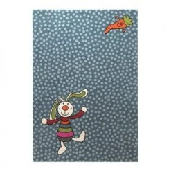 SIGIKID Tapis Enfant Motif Lapin Coloré Sur Fond à Pois Bleu 80x150