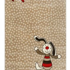 SIGIKID Tapis Enfant Motif Lapin Coloré Sur Fond Pois Beige 120x170