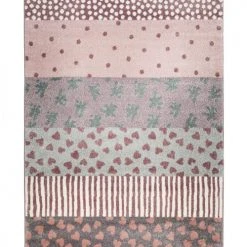 SIGIKID Tapis Enfant Motifs Cœurs Et Pois Alternés Rose Bleu 160x225