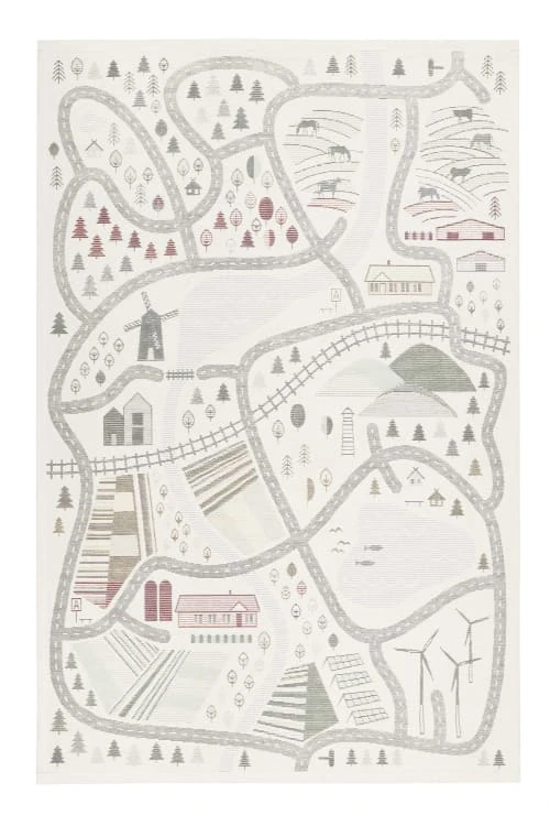 Smart Kids Tapis Enfant Plat Réversible Motif Forêt Ou Ville 100X160