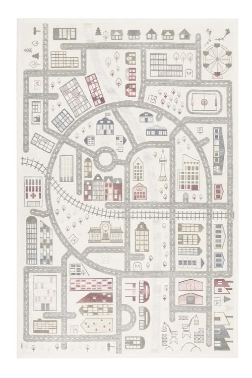 Smart Kids Tapis Enfant Plat Réversible Motif Forêt Ou Ville 140x200