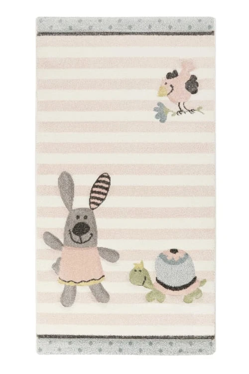 SIGIKID Tapis Enfant Rayé Pastel Motif Animaux 200x290