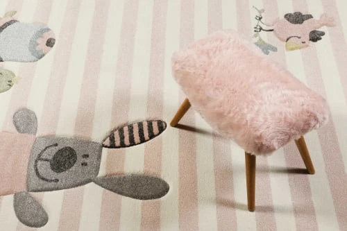 SIGIKID Tapis Enfant Rayé Pastel Motif Animaux 200x290 – Image 2