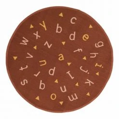 AFK Living Tapis Enfant Rond Alphabet Terracotta 135x135