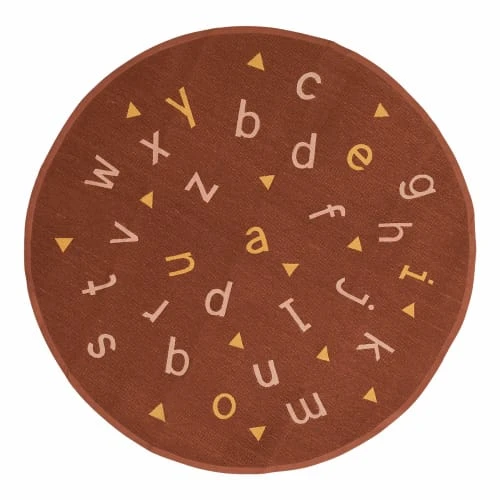 AFK Living Tapis Enfant Rond Alphabet Terracotta 135x135