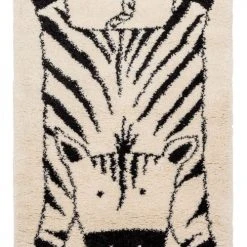 AFK Living Tapis Enfant Shaggy Zèbre Crème 80x150