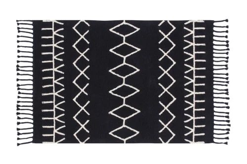 Lorena Canals Tapis Enfant Tapis Ethnique Design En Coton Noir 140x200
