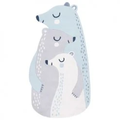 Lilipinso Tapis Enfant Tapis Famille Ours En Coton Bleu