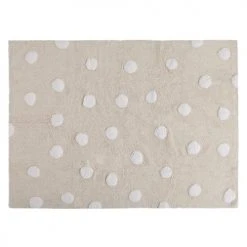 Lorena Canals Tapis Enfant Tapis Lavable à Pois Blancs En Coton Beige 120x160
